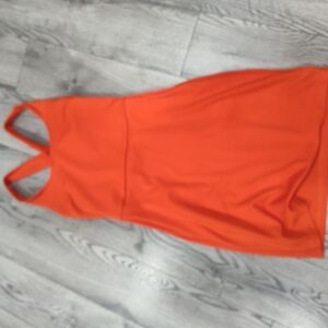 Sleeveless Orange Mini Dress with Crisscross Straps